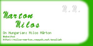 marton milos business card